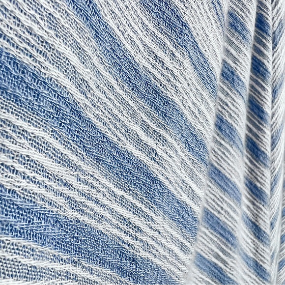 Free People Morning Solid Blue White Striped Long Sleeve Top Large Dolman Sleeve - Picture 12 of 16